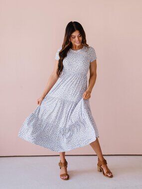 Buttery Soft Light Blue Floral Summer Dress